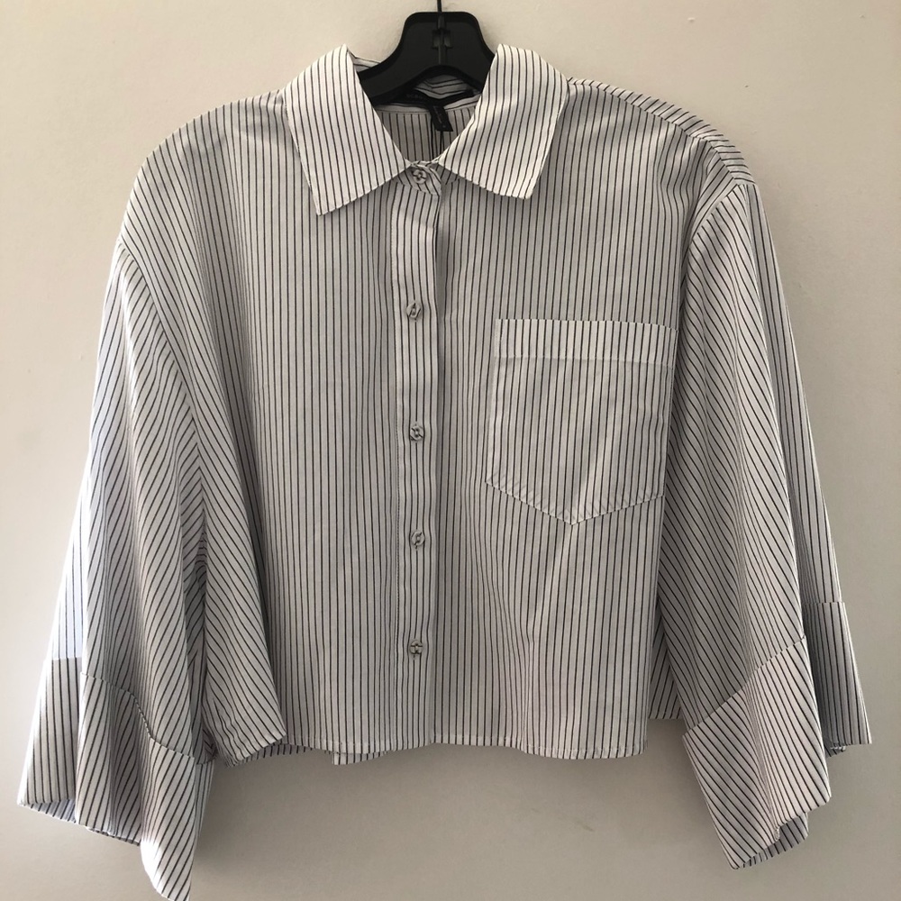 Black and white striped BCBG blouse.